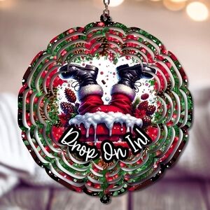 Santa's Boots Holiday Ornament - Red and Green